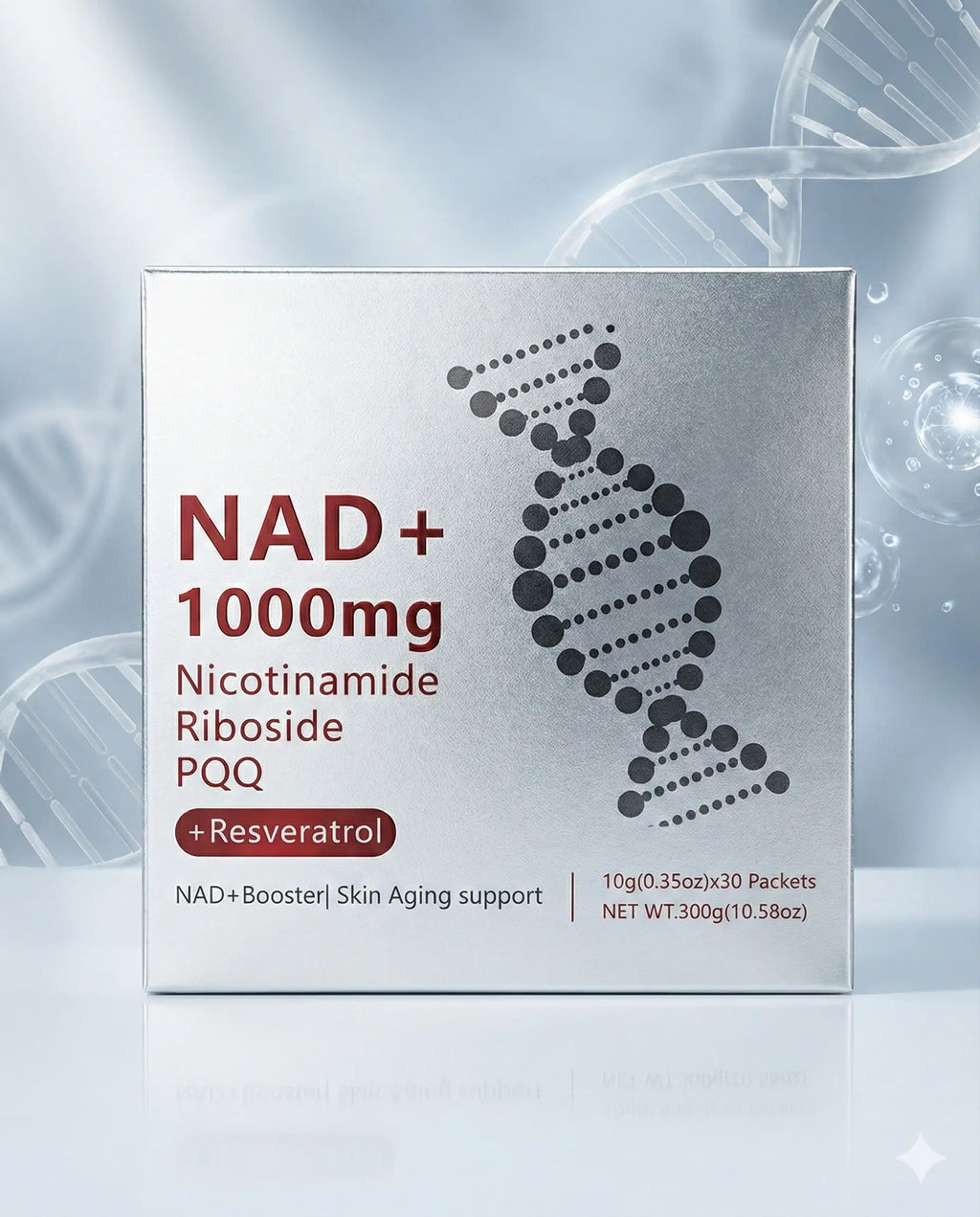 Boîte NAD+ 1000 mg Himalayan Rock avec nicotinamide riboside, PQQ et resvératrol.