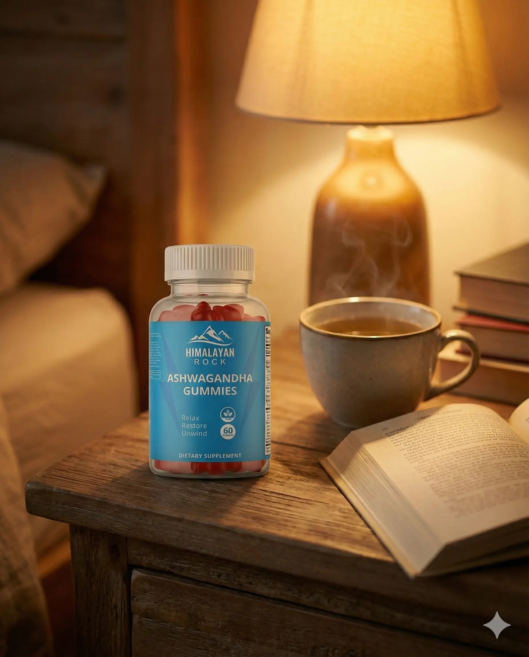 Flacon de gommes d’ashwagandha Himalayan Rock, vegan, 60 gummies.